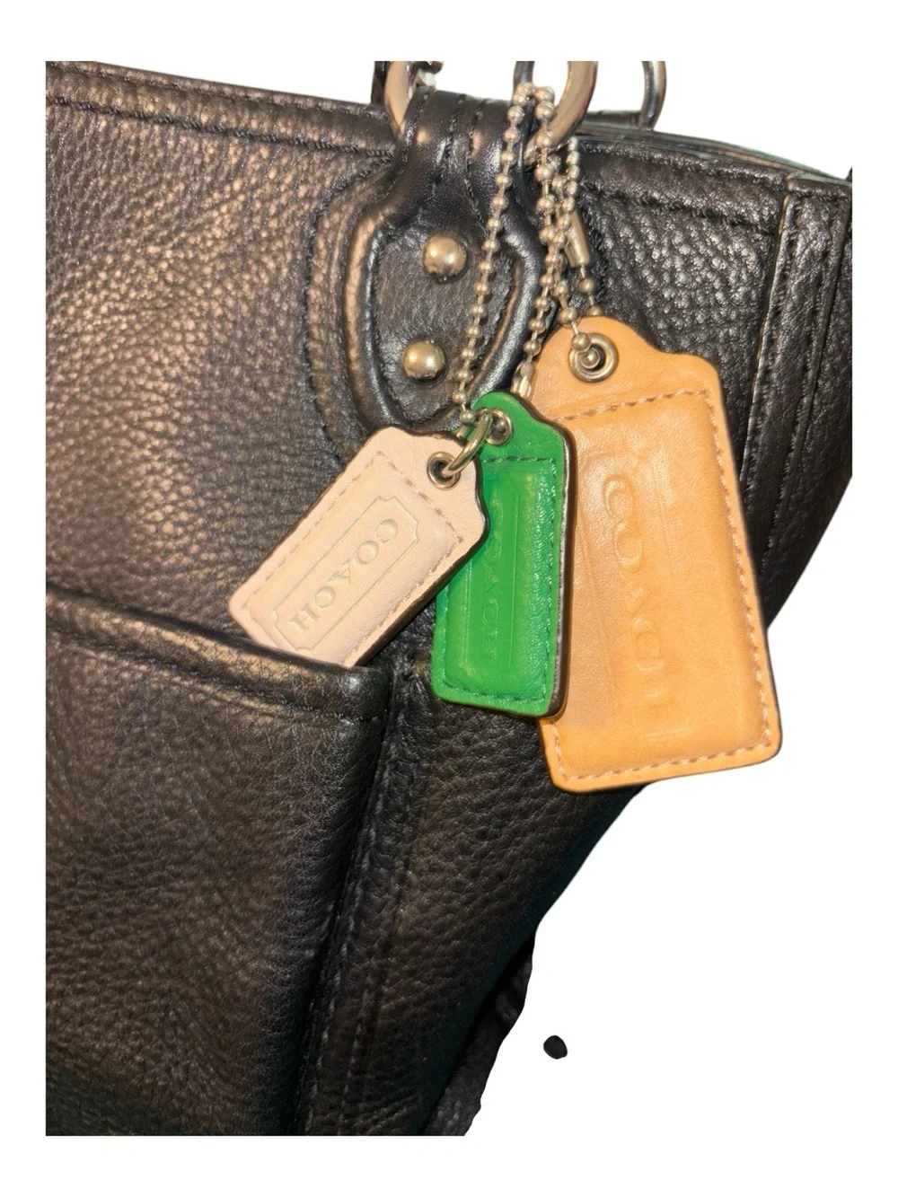 Coach Poppy Pebble Leather Chain Tote Bag